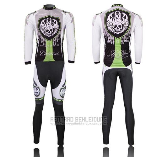 2013 Fahrradbekleidung Rock Racing Shwarz und Grun Trikot Langarm und Tragerhose - zum Schließen ins Bild klicken